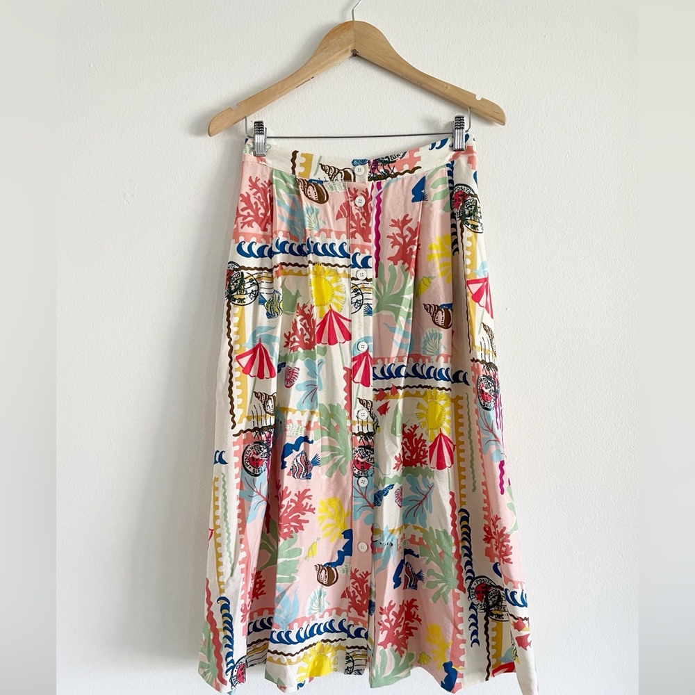 Zara Patchwork Printed Midi Cape Skirt size small